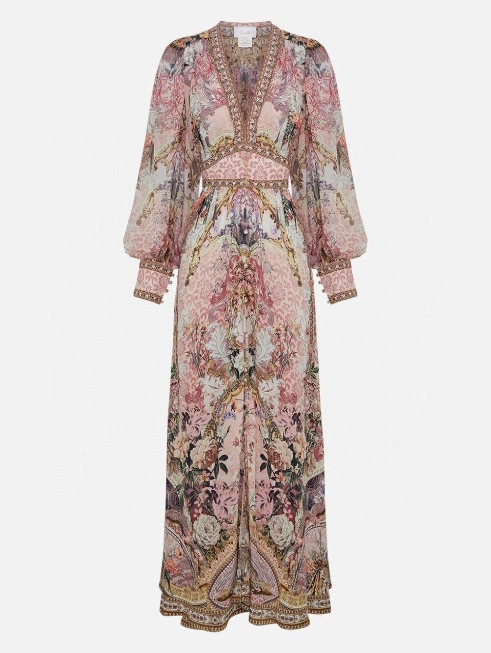 Camilla shaped waistband dress with gathered sleeves In Kissed By The Prince - Picture 6 of 16